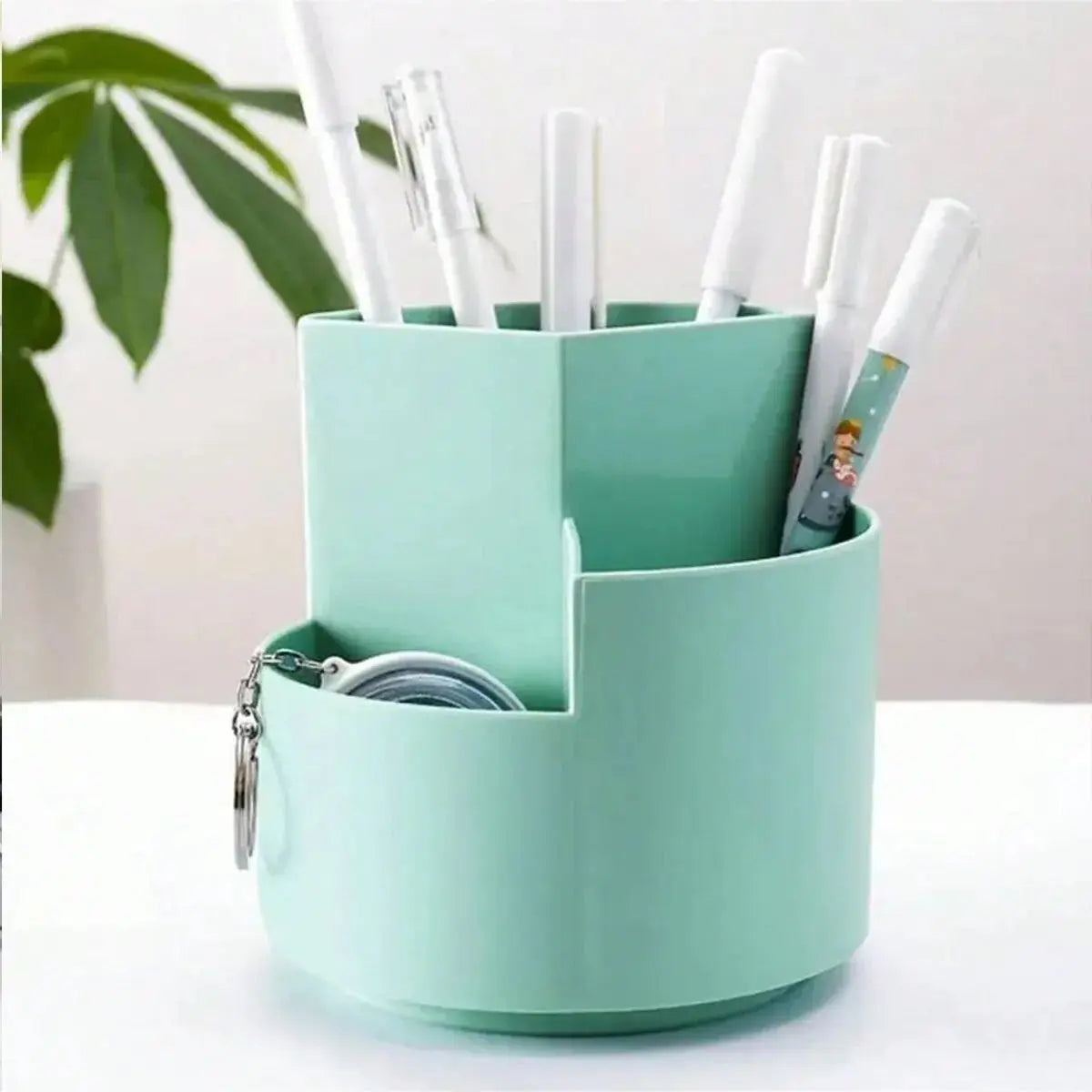 1pc 360° Degree Rotatable Pen Holder, Large Capacity Desktop Bucket, Desk Storage Organizer Box, Desktop Decor