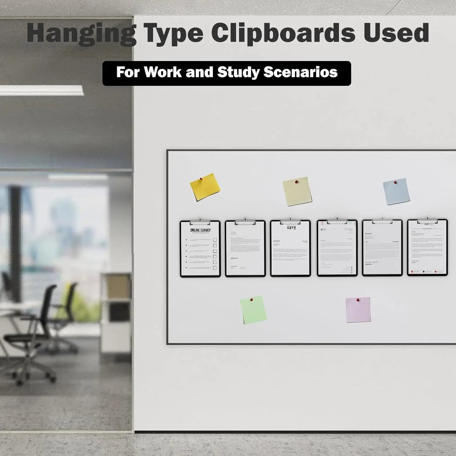 Black A4 Clipboard, 6pcs, Metal Binder with Sheet Protector for Writing, Documents and Drawing