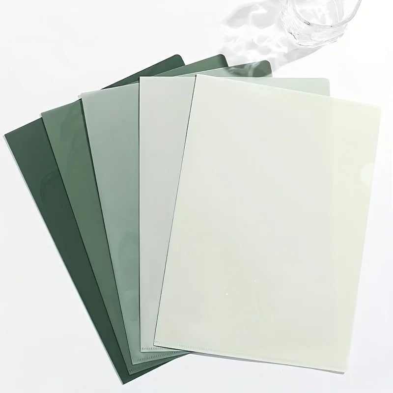 5-Pack A4 Gradient Green PP Plastic File Folders |Thick Office Organizer for Single Page Storage,Home and Office Document Holder