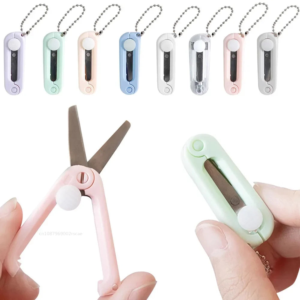 Portable Mini Tailor's Scissors Creative Retractable Folding Scissors Morandi Color Safe Multifunctional Scissors Paper-Cutting