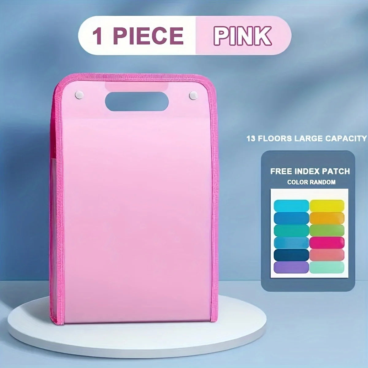 A4 Portable Vertical Folding File Folder 13-Pocket with Colorful Tabs Accordion Document Organizer Bag Durable PP Material