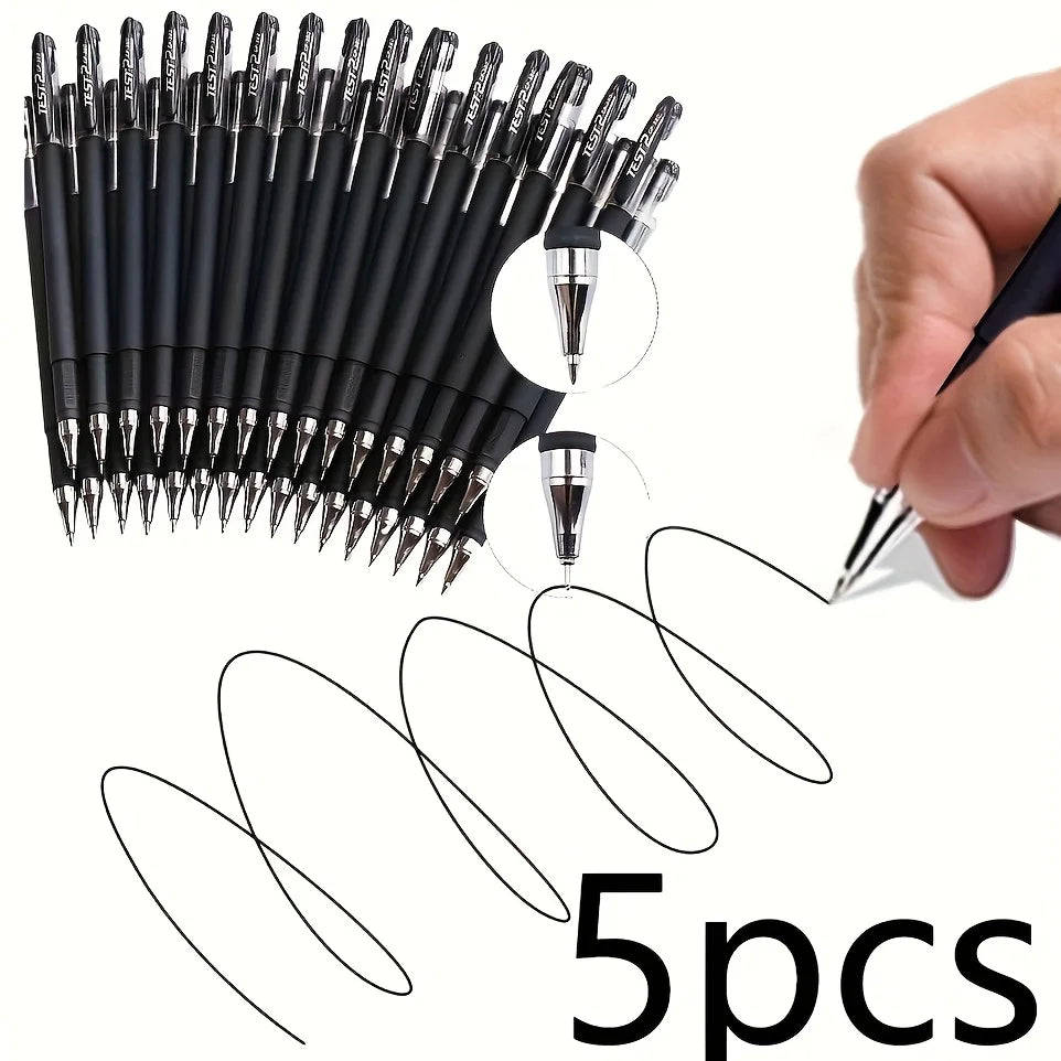 5/10/15Pcs Quick-Dry Gel Pens, 0.5mm Fine Tip, Black Ink - Ideal for Office and School Use
