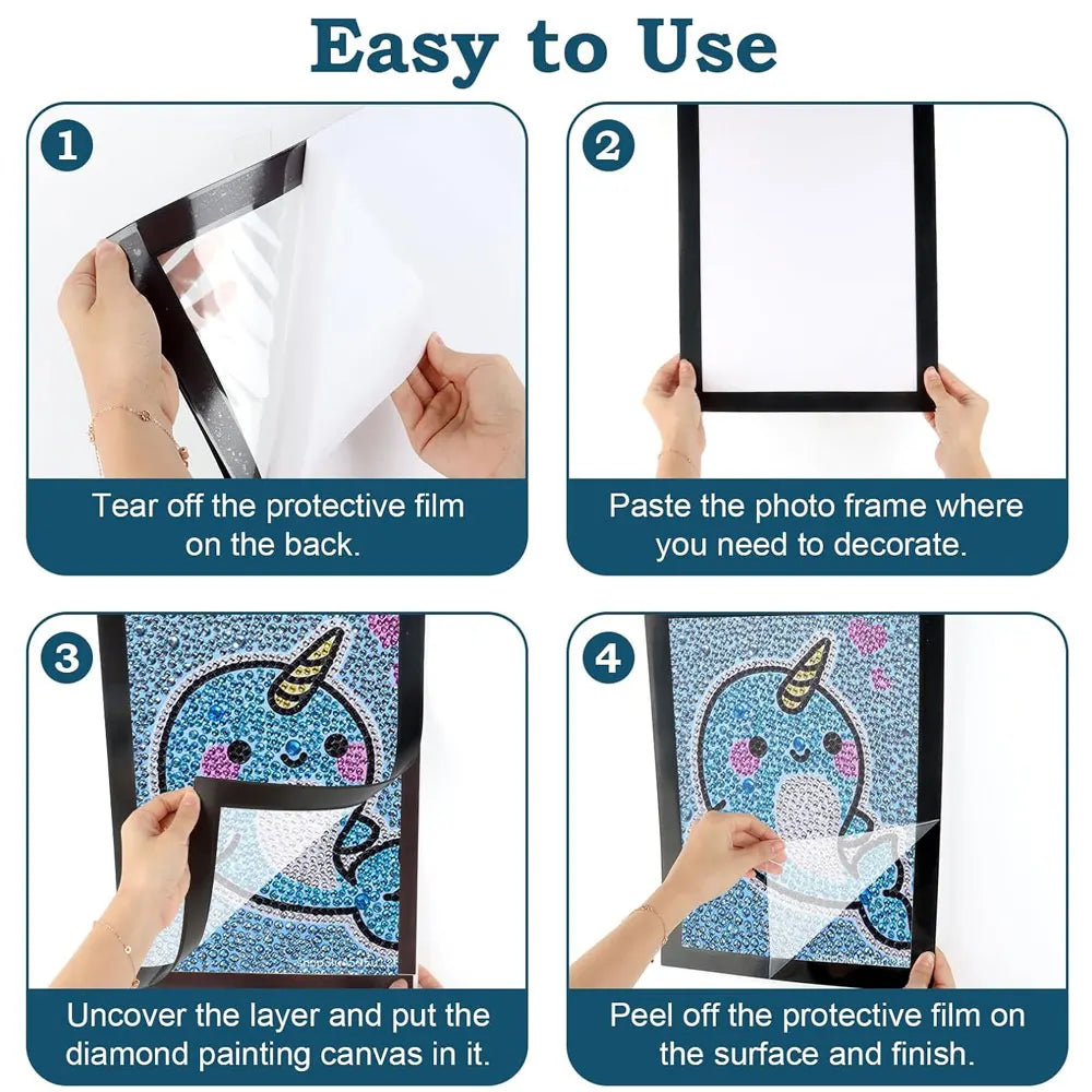 2-piece self-adhesive magnetic photo frame set, diamond-patterned frames, 30×40cm, suitable for signs, photos, walls and windows