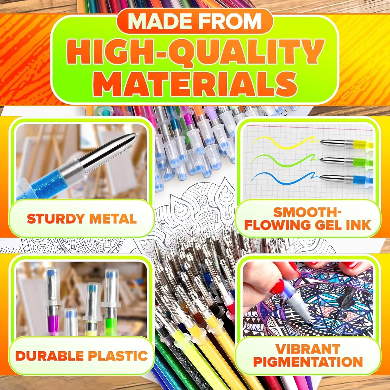 60-120pcs Glittering colored gel pen refills, 0.8mm thick line, suitable for coloring, drawing, doodling, and journaling.