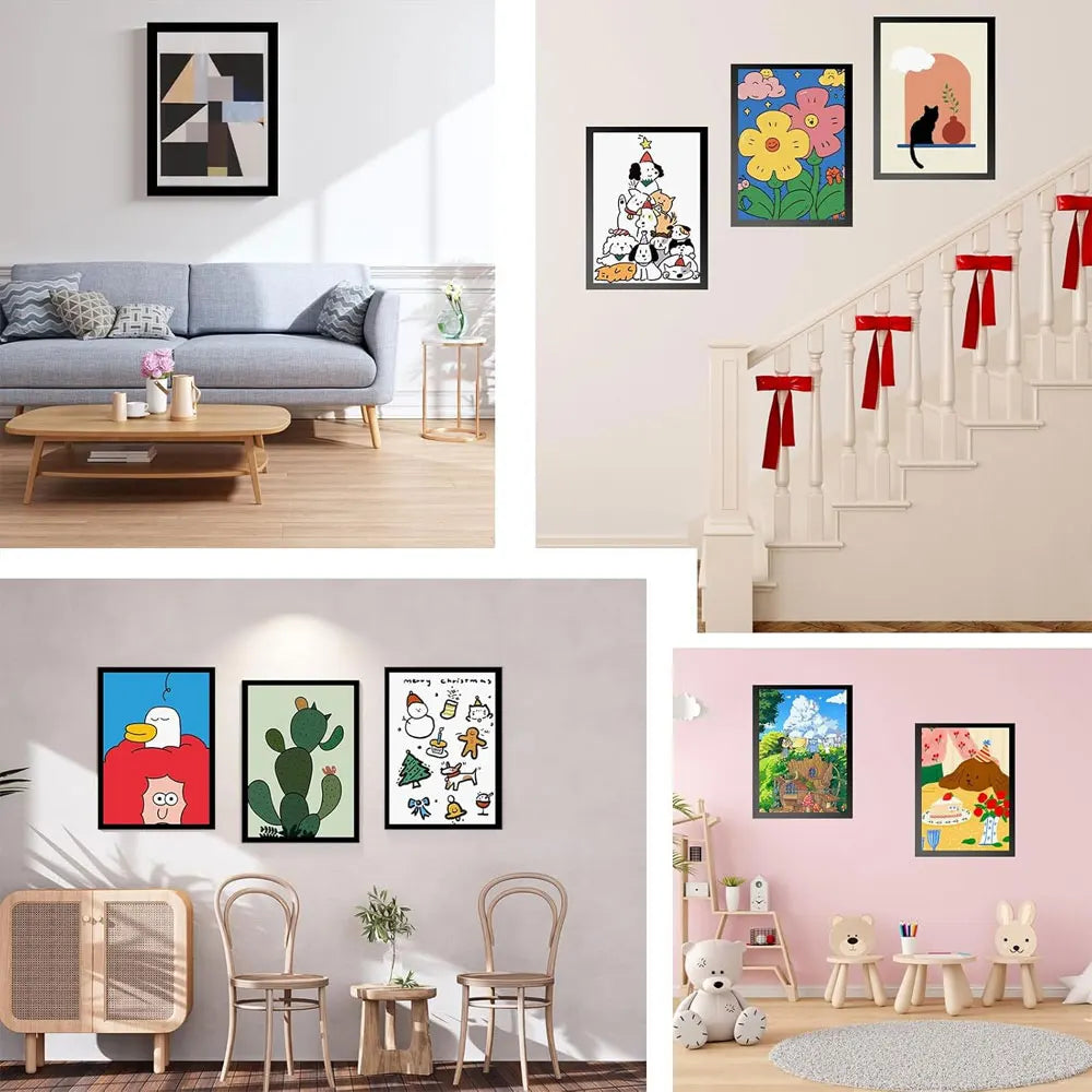 2-piece self-adhesive magnetic photo frame set, diamond-patterned frames, 30×40cm, suitable for signs, photos, walls and windows