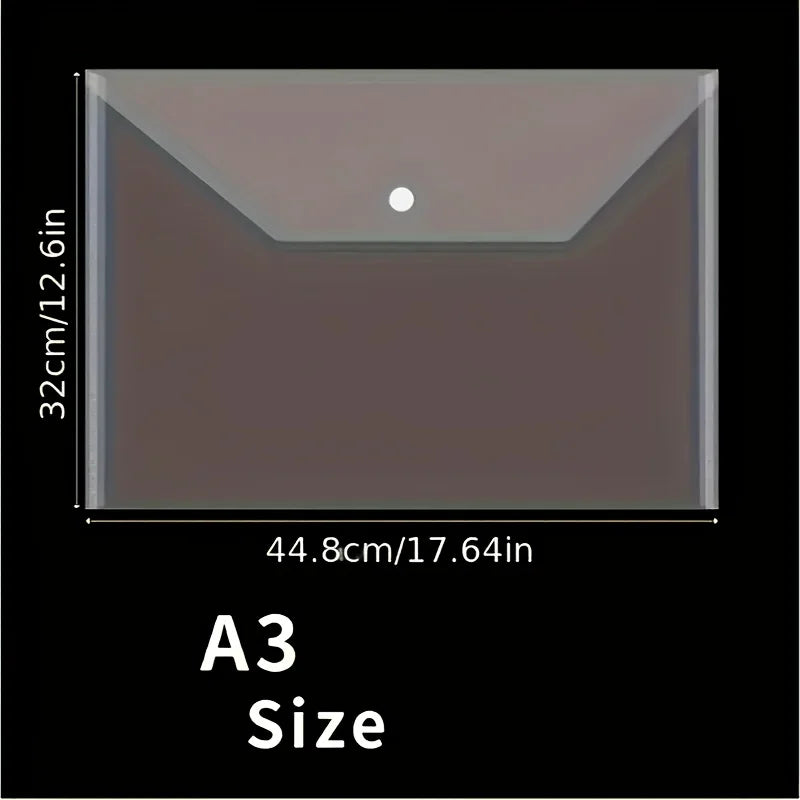 10/15/20pcs A3 Clear Document Holders with Snap Closure - Waterproof Plastic Storage Pouches for Architectural Drawings, Prints