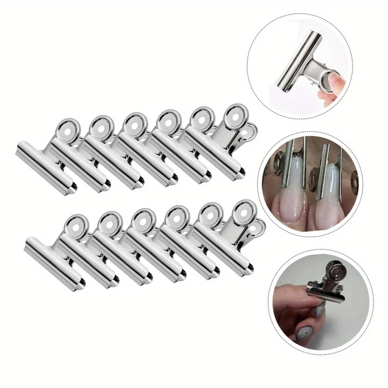 5/10pcs Nail Tip Clamps Metal Fixing Clips for Nail Art Extend Shape Easy to Trim at Home, Christmas, Halloween, Thanksgiving