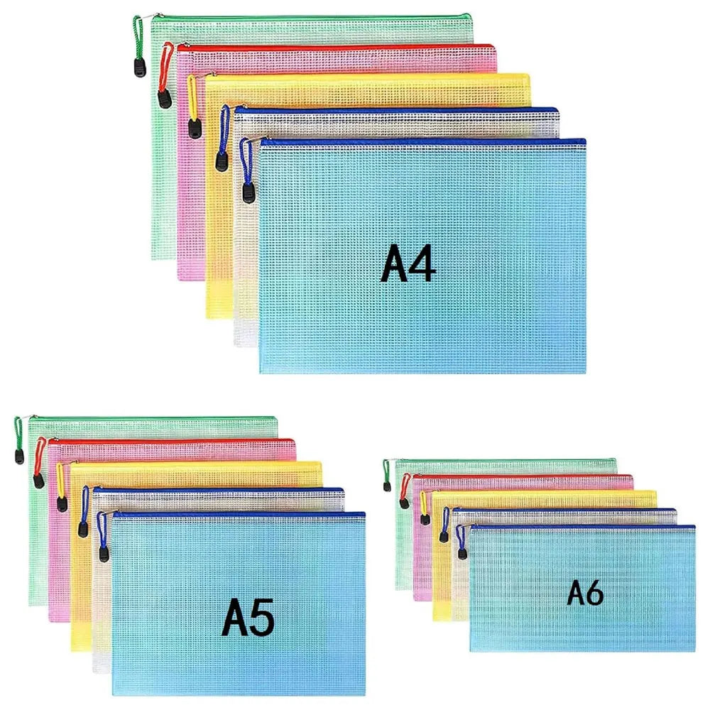 A4/A5/A6 document bags and mesh zipper document organizers are suitable for storing documents, cosmetics, travel items, etc.