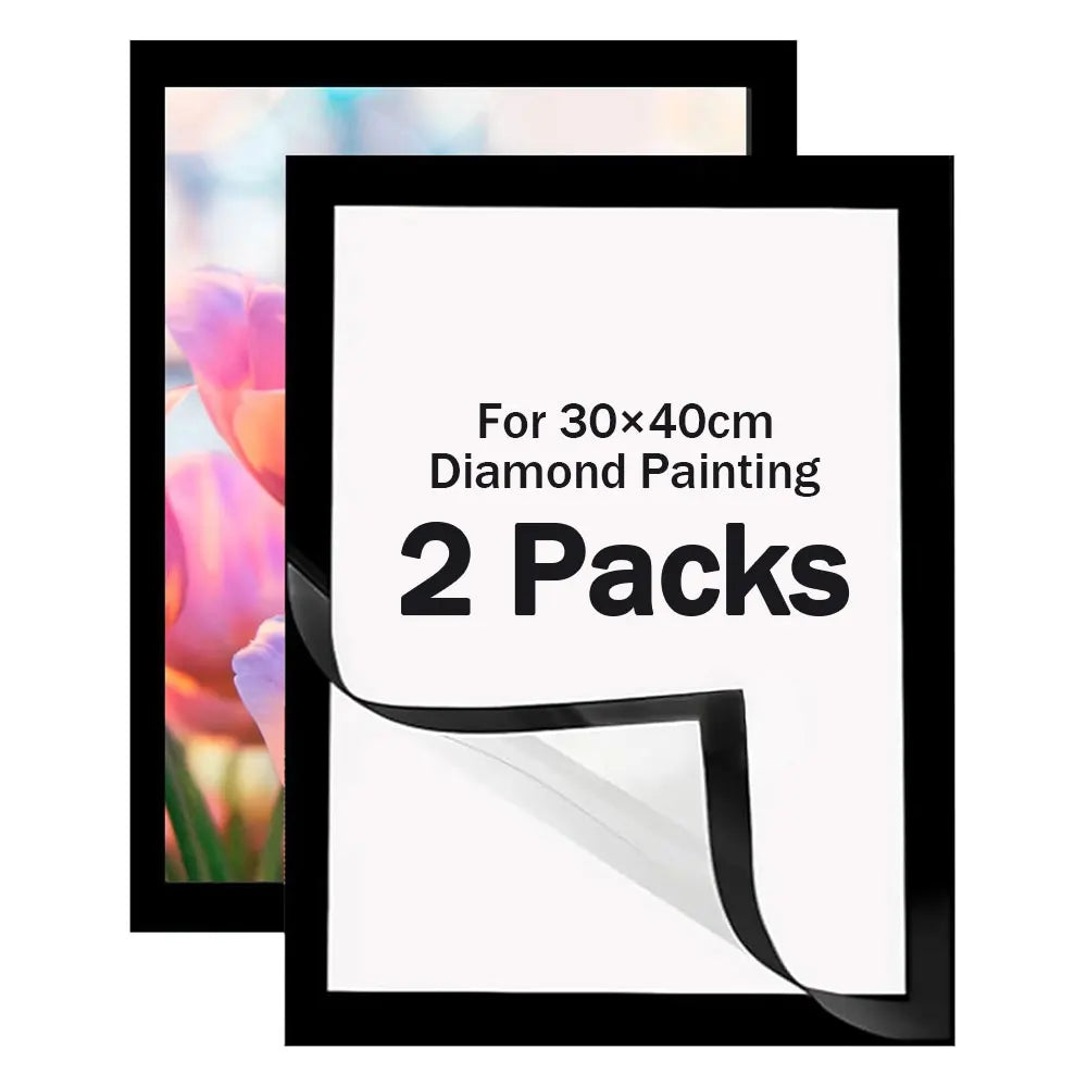 2-piece self-adhesive magnetic photo frame set, diamond-patterned frames, 30×40cm, suitable for signs, photos, walls and windows