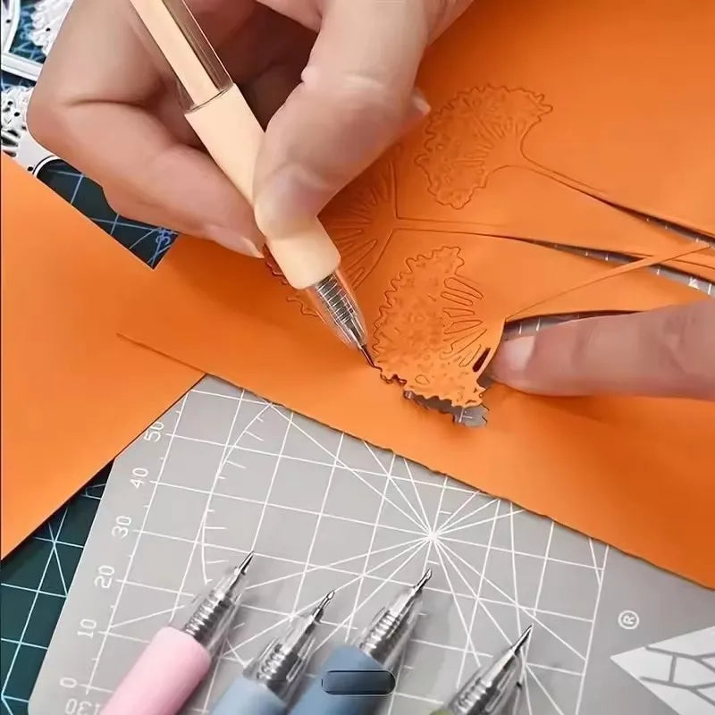 6/1pcs Wrapping Cutting Utility Pen Knife Retractable Press Hand Account Pen Knife Creative Art Paper Cutting Tool for Student