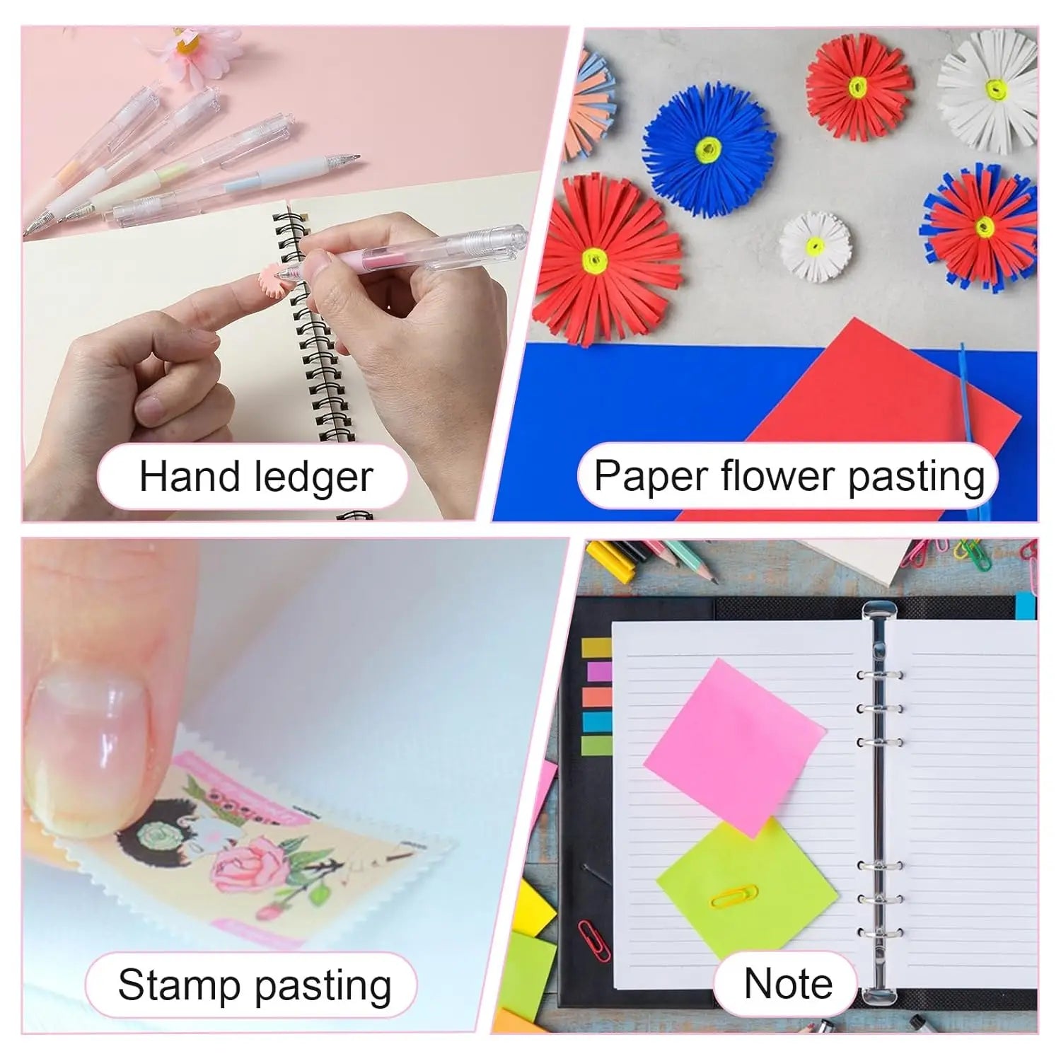 6Pcs Fine Tip Glue Pens with 6 Refills, Quick Dry Roller Glue Pens Easy Control Ballpoint Precision Glue Pens for Scrapbooking