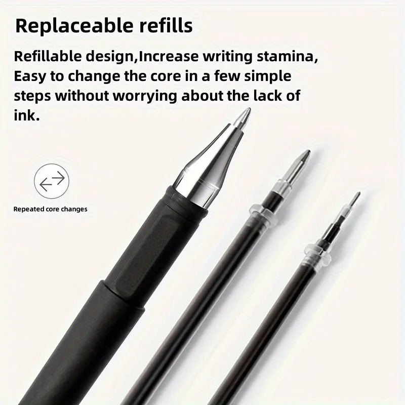 5/10/15Pcs Quick-Dry Gel Pens, 0.5mm Fine Tip, Black Ink - Ideal for Office and School Use