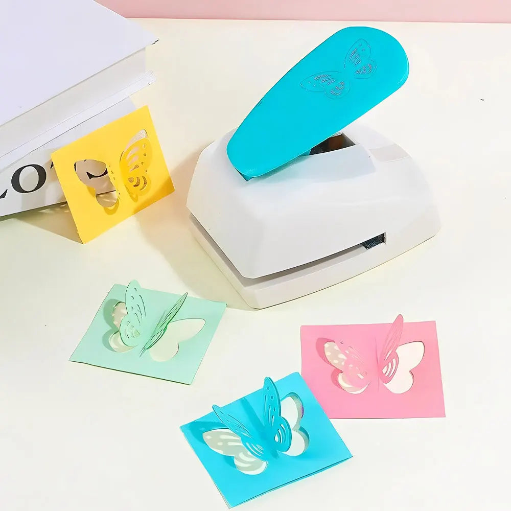 Butterfly-shaped handmade hole punch, paper hole punch, suitable for paper crafts, card making, and gift labels (random color).