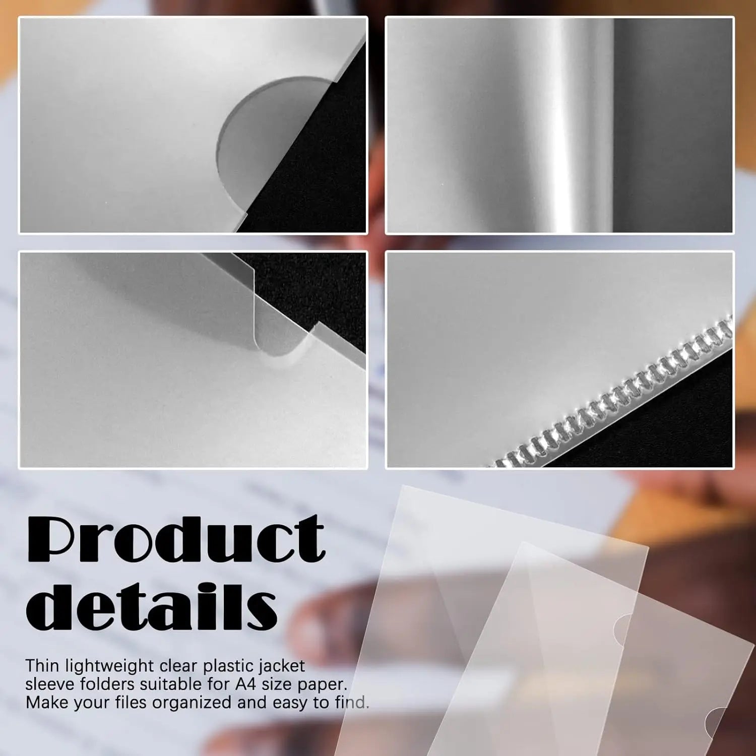 50PCS Clear Plastic Document Folders, US Letter/ A4 Size 14C (1.4mm) Thick Clear Document Folders Copy Safe Project Pockets