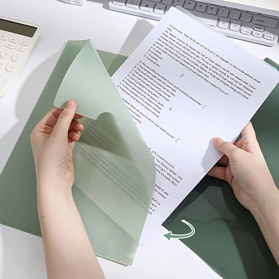 5-Pack A4 Gradient Green PP Plastic File Folders |Thick Office Organizer for Single Page Storage,Home and Office Document Holder