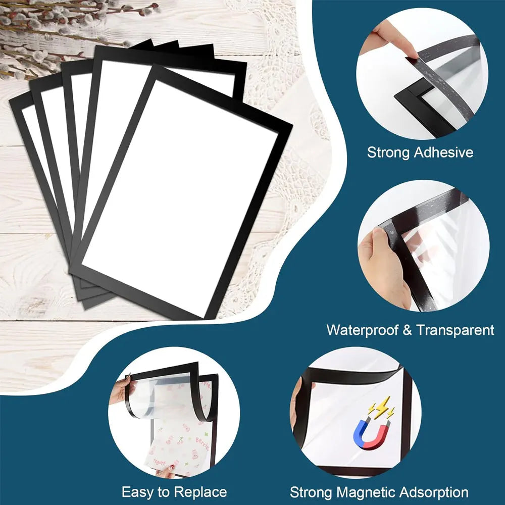 2-piece self-adhesive magnetic photo frame set, diamond-patterned frames, 30×40cm, suitable for signs, photos, walls and windows