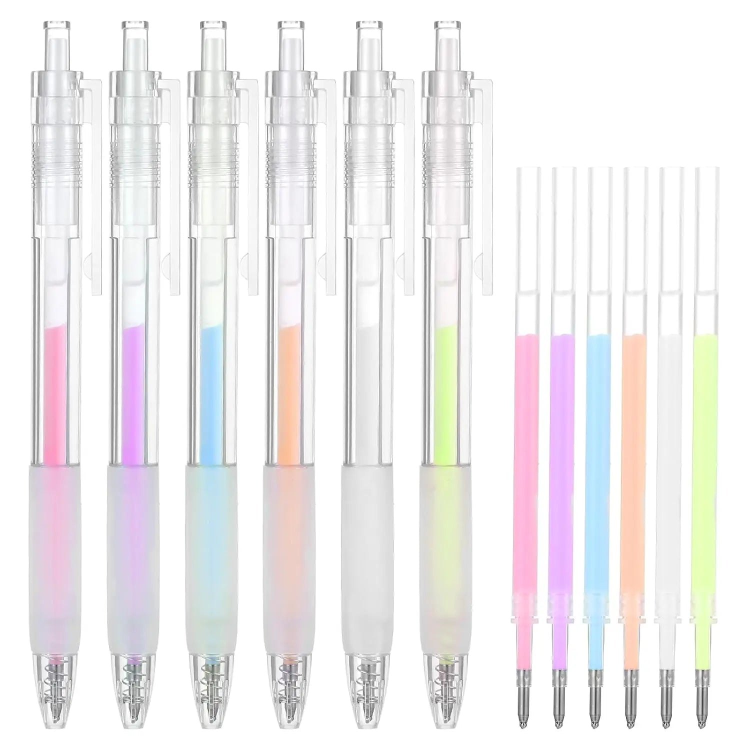 6Pcs Fine Tip Glue Pens with 6 Refills, Quick Dry Roller Glue Pens Easy Control Ballpoint Precision Glue Pens for Scrapbooking