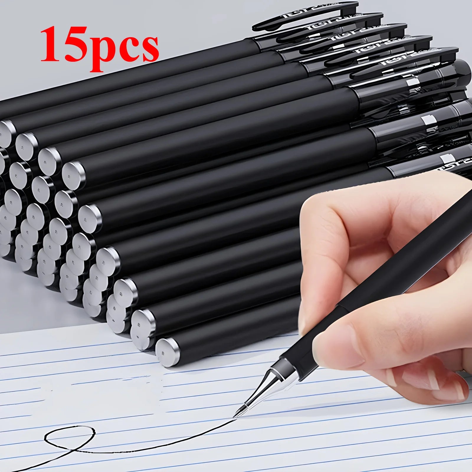 5/10/15Pcs Quick-Dry Gel Pens, 0.5mm Fine Tip, Black Ink - Ideal for Office and School Use