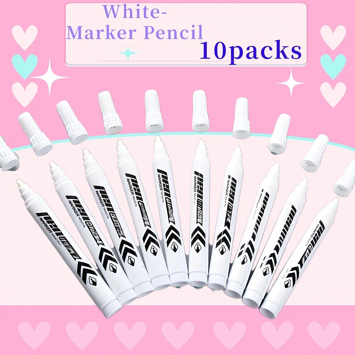 5/10pcs Heavy-Duty Waterproof White Marker Pens - Oil-Based Ink, Wide Tip for Metal, Labeling, Industrial,Office,School Supplies