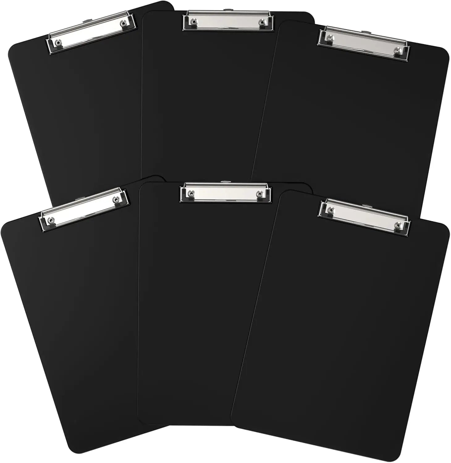 Black A4 Clipboard, 6pcs, Metal Binder with Sheet Protector for Writing, Documents and Drawing