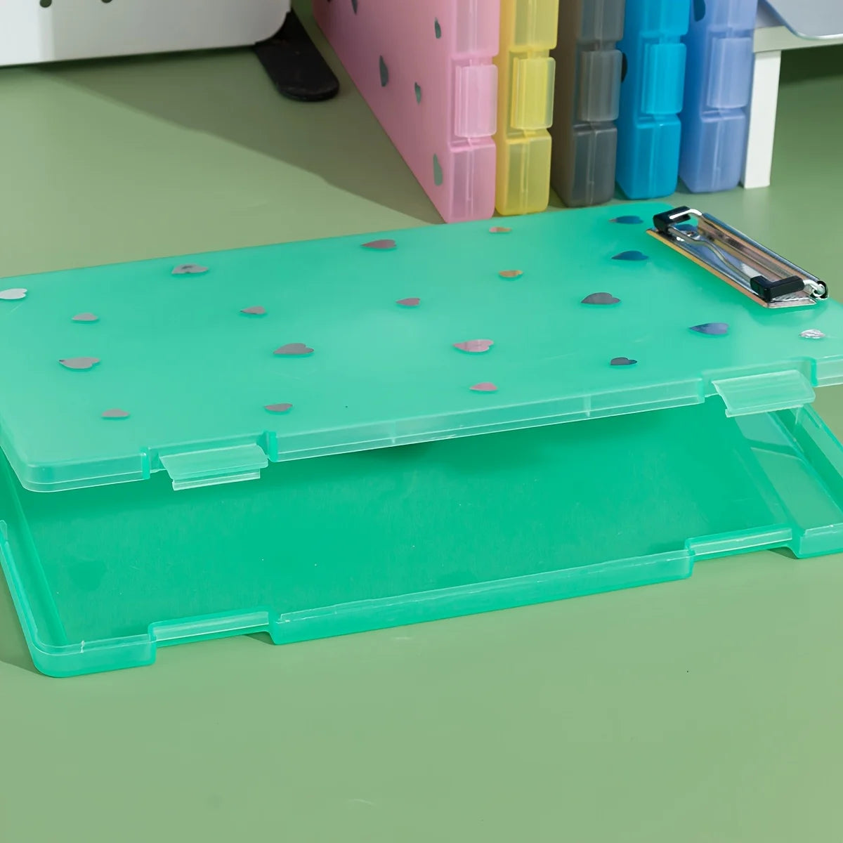 2-in-1 A4 File Box Folder, Large Capacity Plastic PP Document Holder with Pen Slot,Office Storage Organizer for Papers and Exams