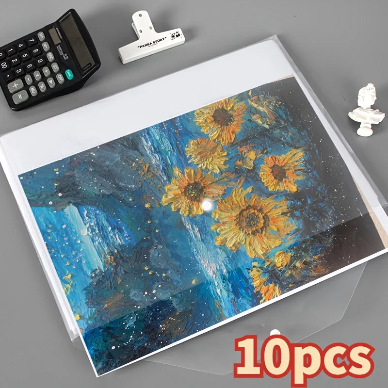 10/15/20pcs A3 Clear Document Holders with Snap Closure - Waterproof Plastic Storage Pouches for Architectural Drawings, Prints