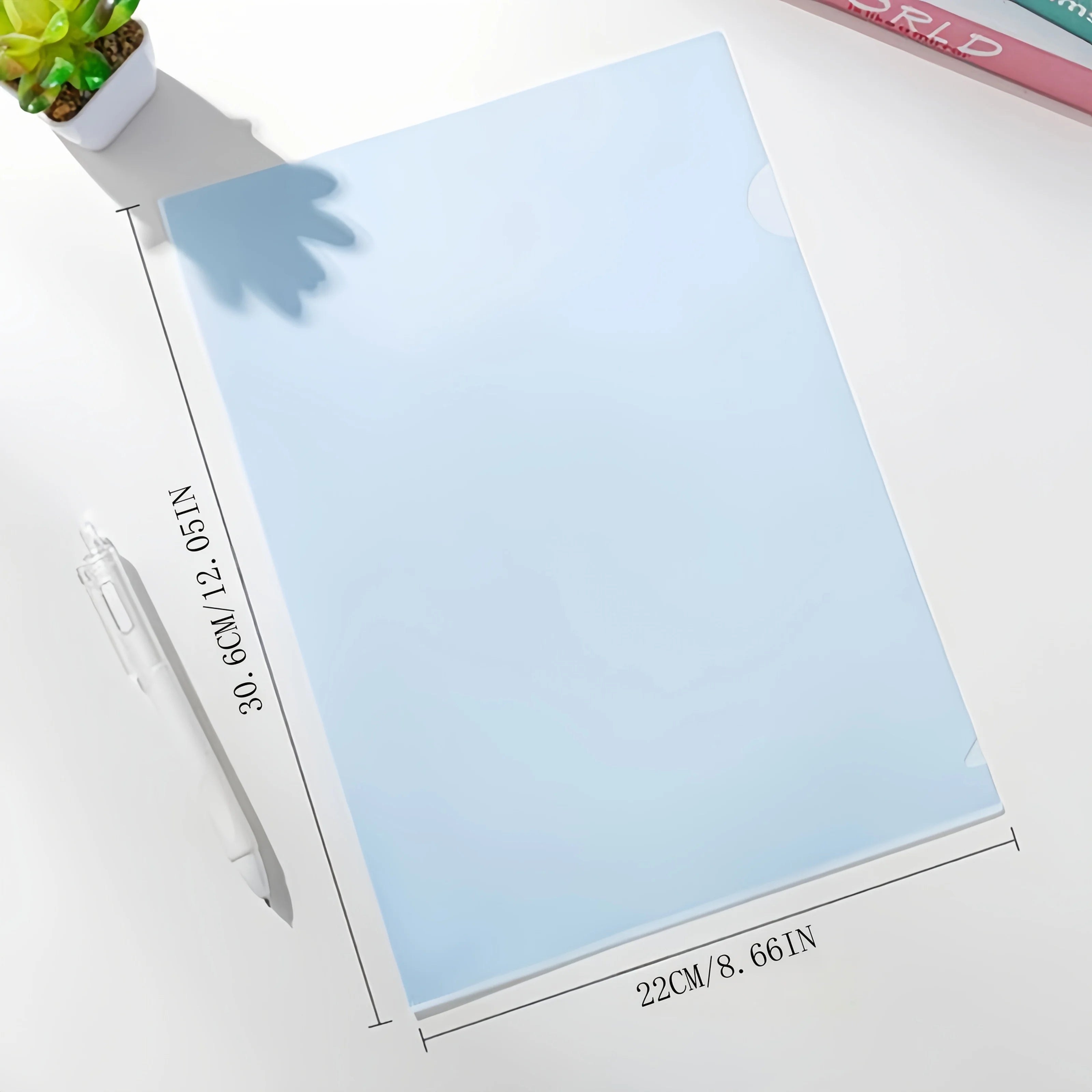 4pcs A4 Transparent L-Shaped File Folders, Single-Page Holders for Resumes, Documents & Organization, School Supplies , School