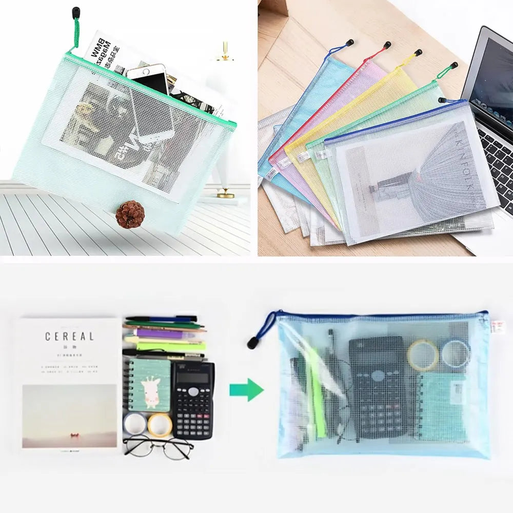 A4/A5/A6 document bags and mesh zipper document organizers are suitable for storing documents, cosmetics, travel items, etc.