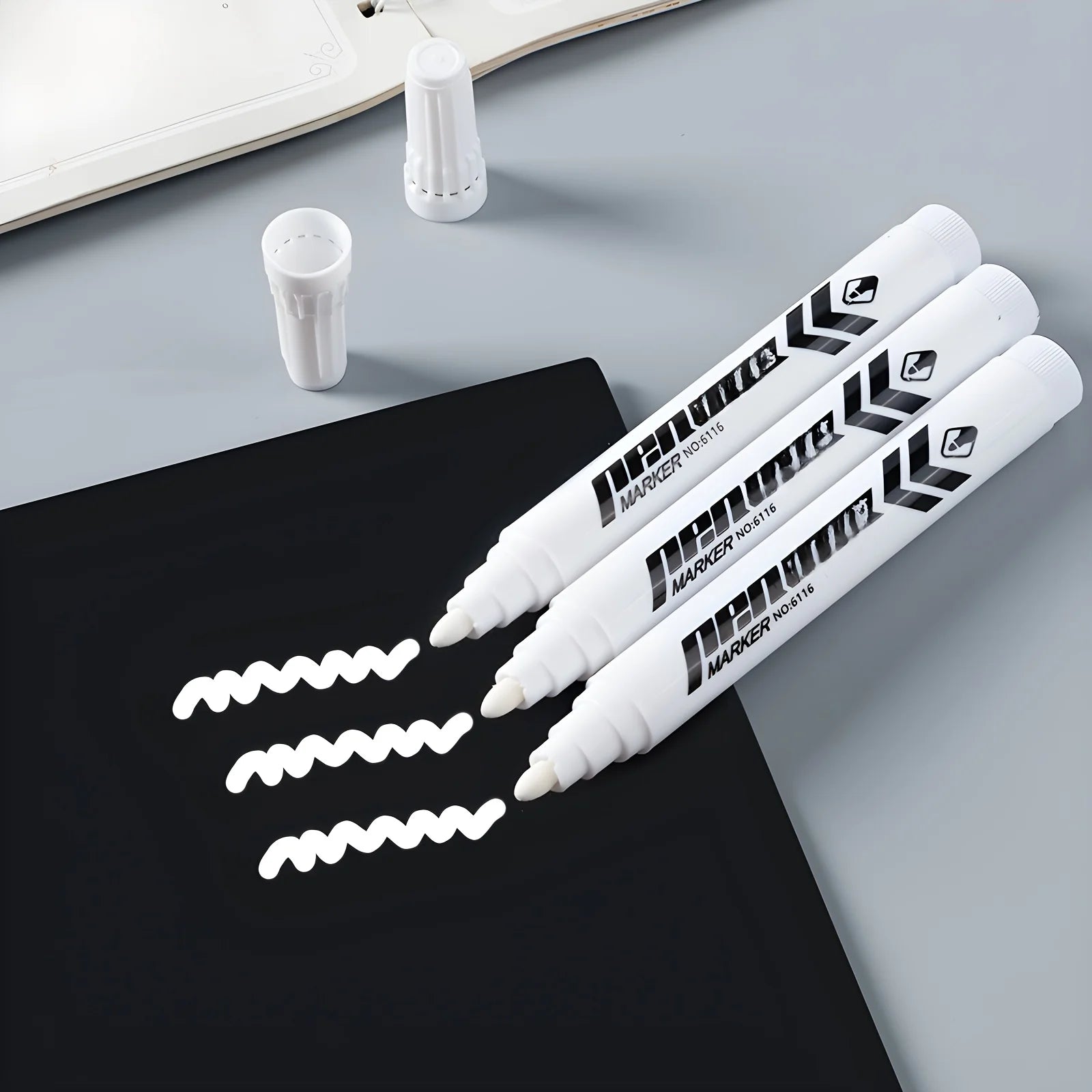 5/10pcs Heavy-Duty Waterproof White Marker Pens - Oil-Based Ink, Wide Tip for Metal, Labeling, Industrial,Office,School Supplies